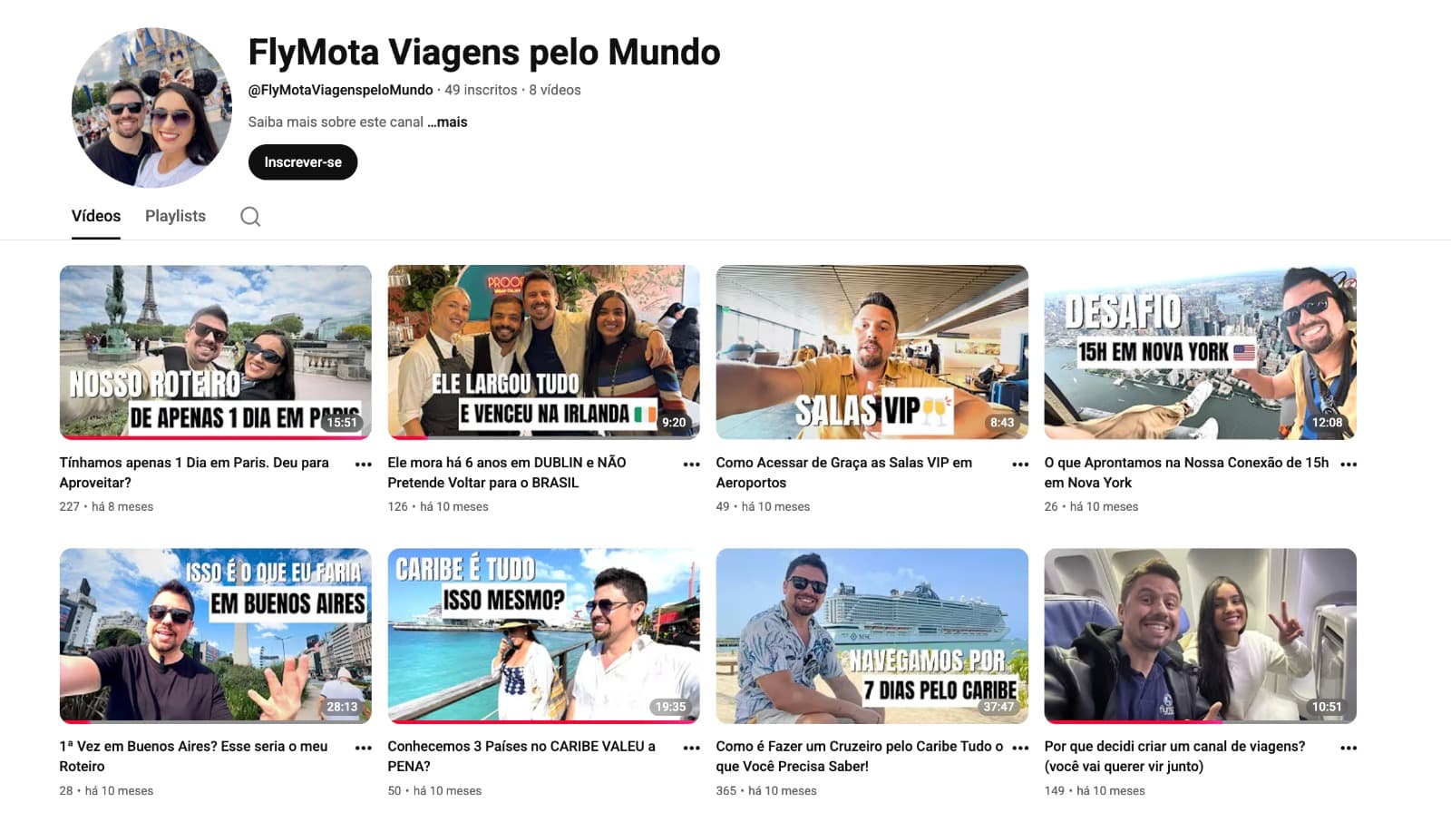 Canal FlyMota Viagens pelo Mundo no YouTube